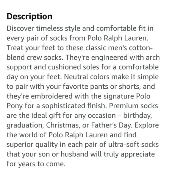 NWT Men's Ralph Lauren Polo Big Pony 3 Pairs Crew Socks - Picture 10 of 12